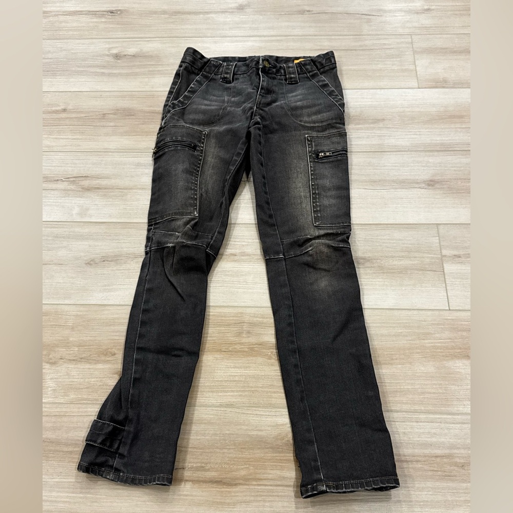 Tory Burch Gray Cargo Moto Jeans – Size 26 – Zip Pockets